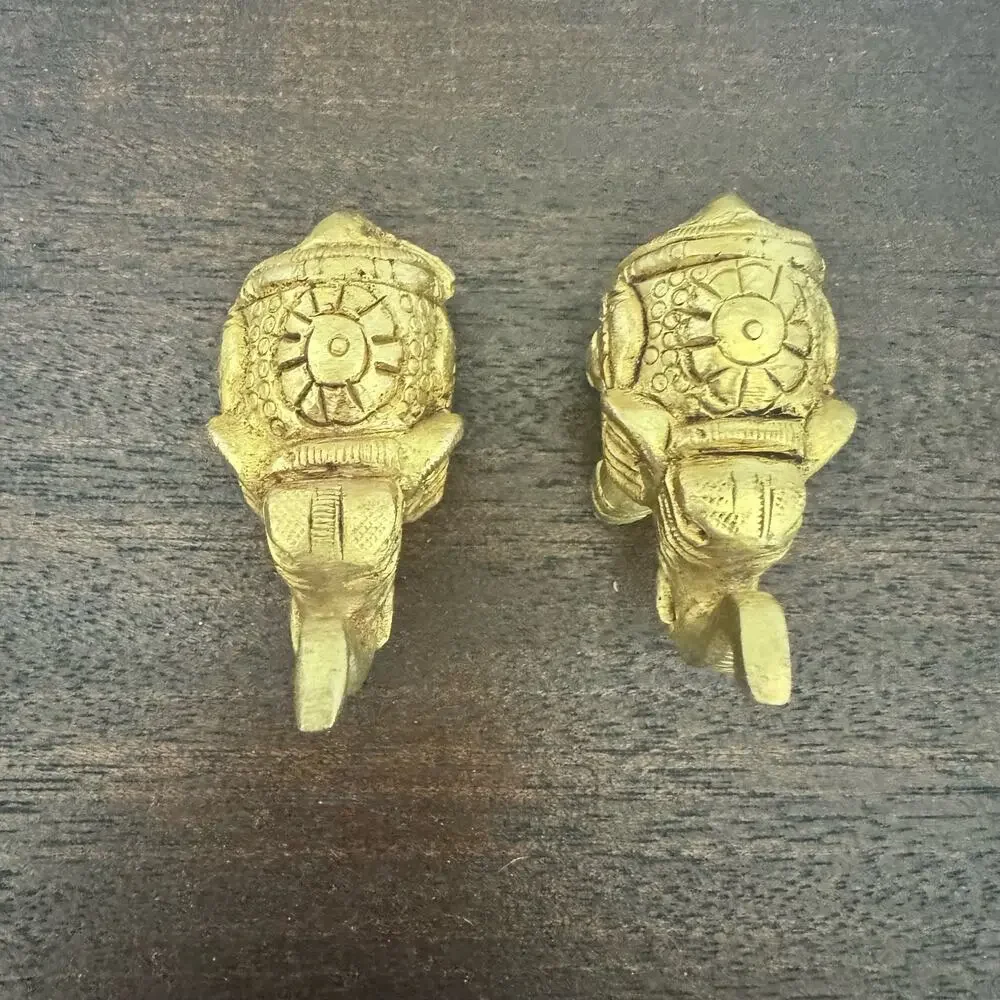 Vintage Brass Elephants Two Handcrafted Lucky Pachyderms Trunk Up Alabama